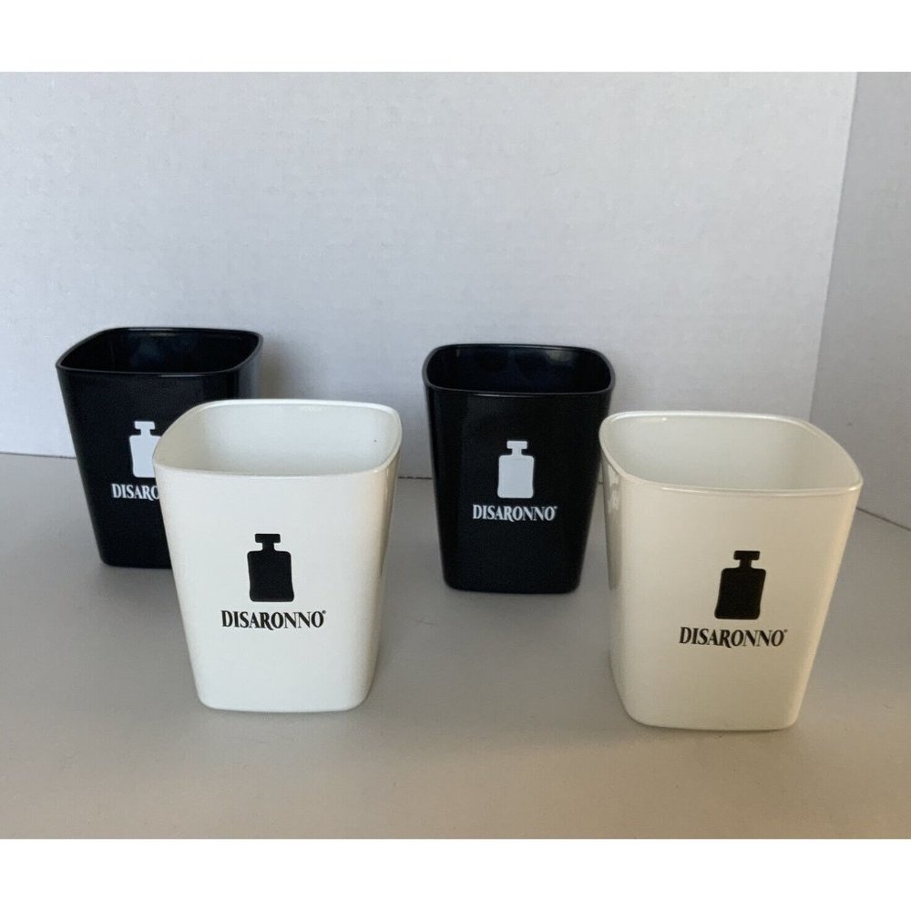 Disaronno Set of 4 black and white cocktail glasses